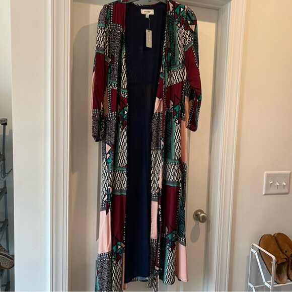 NWT Anthropologie Wrap Dress Maxi Long Sleeves patchwork PRINT size Medium MP - Picture 6 of 16